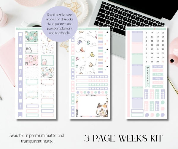 Hobonichi Weeks #004 with deco add on 3 page Sticker Kit for Weeks sized Planners