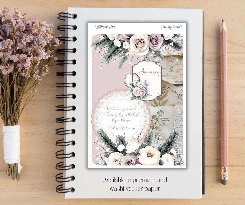 Grande January deco Sticker Sheet for Planners and Journals