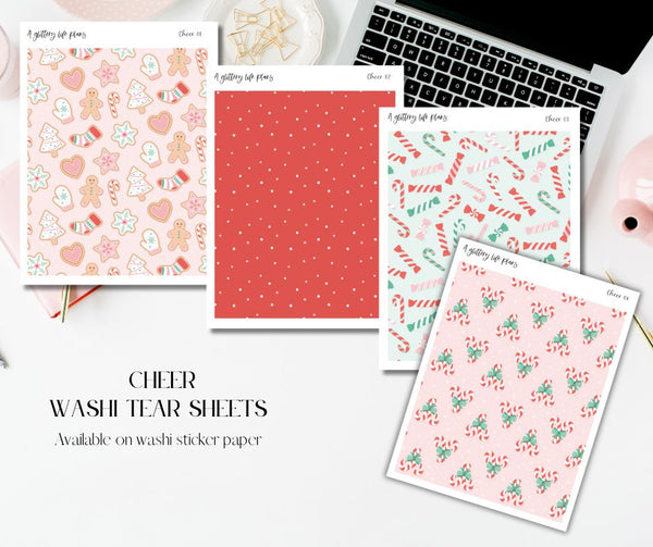 Cheer Holiday Washi Tear Sticker Sheets for Planners and Journals