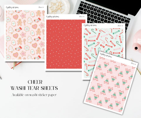 Cheer Holiday Washi Tear Sticker Sheets for Planners and Journals