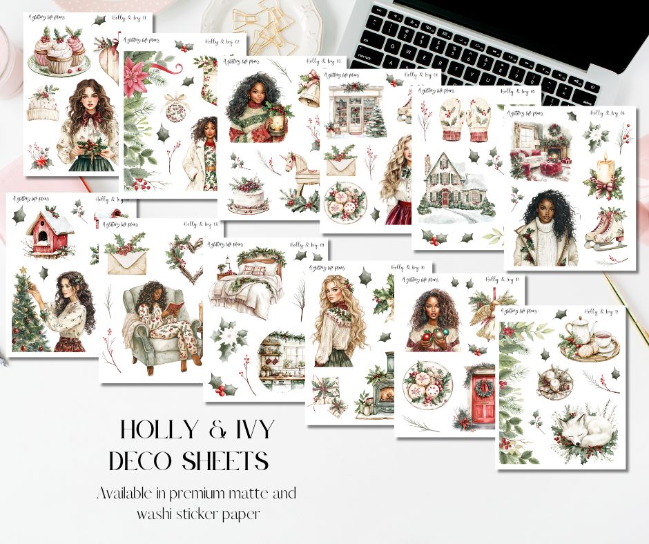 Holly and Ivy Decorative Stickers for Planners and Journals