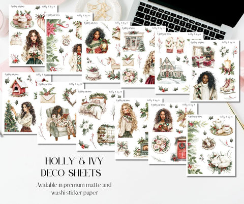 Holly and Ivy Decorative Stickers for Planners and Journals