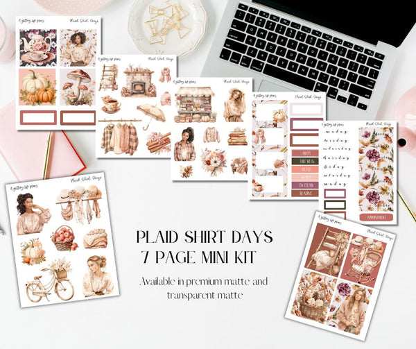 Plaid Shirt Days 7 page Mini Kit - Planner and Journaling Stickers