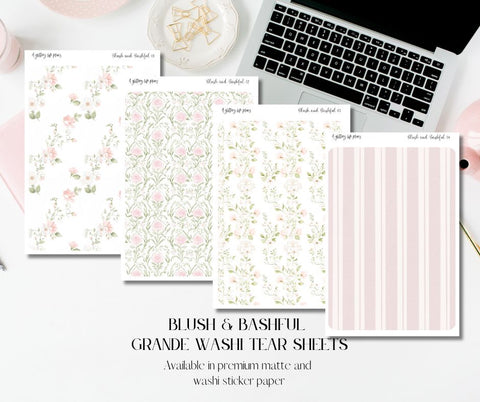 Blush & Bashful Washi Tear Sticker Sheet for Planners and Journals