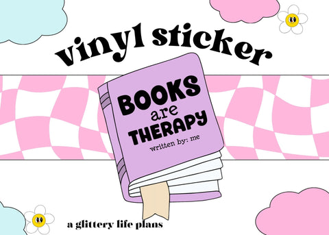 Books Are Therapy Vinyl Stickers for Kindles, Planners and Journals