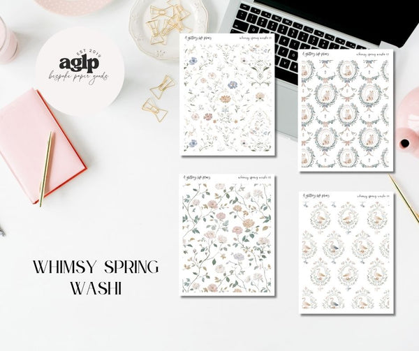 Whimsy Spring Washi Tear Sticker Sheets for Planners and Journals