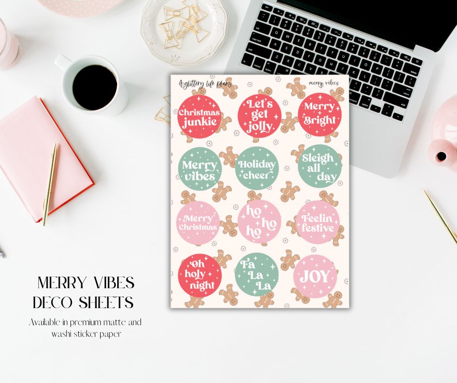 Merry Vibes deco sticker sheet