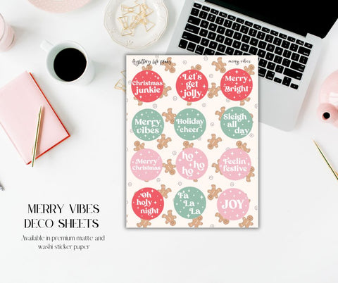 Merry Vibes deco sticker sheet