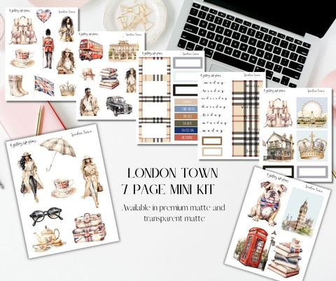 London Town 7 page Mini Kit - Planner and Journaling Stickers