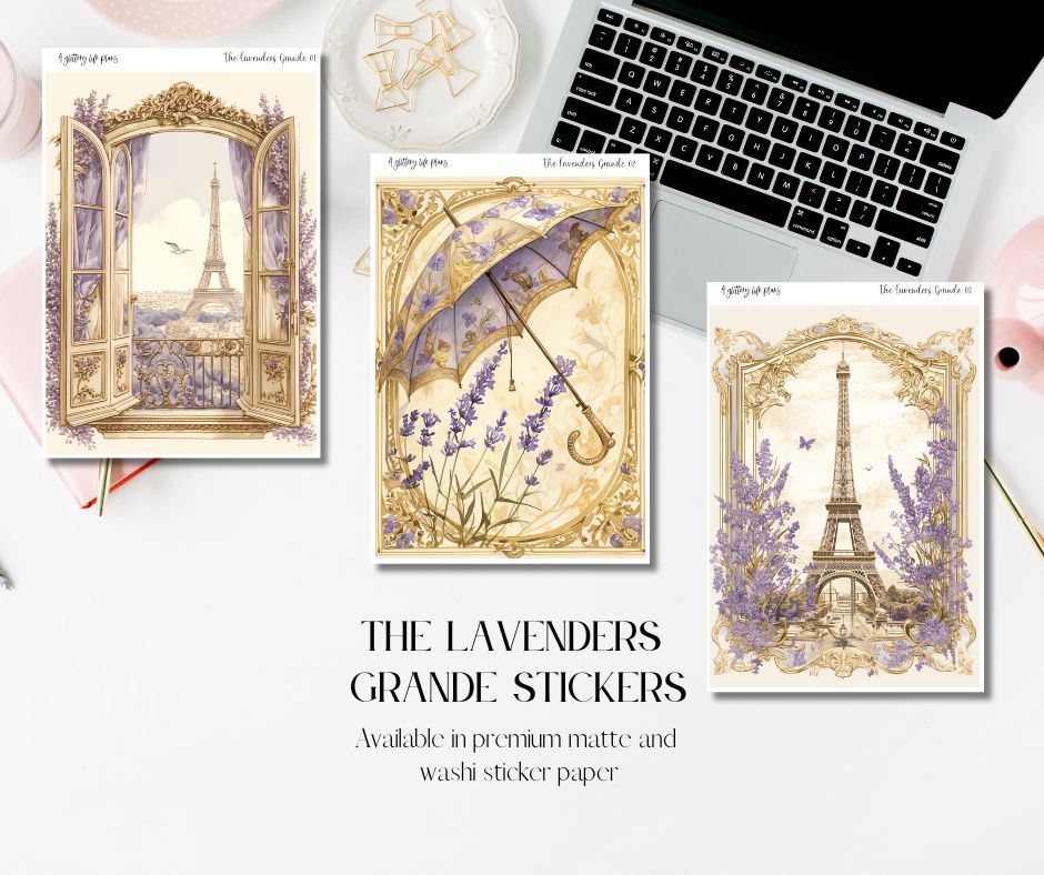 The Lavenders Grande deco Sticker Sheet for Planners and Journals