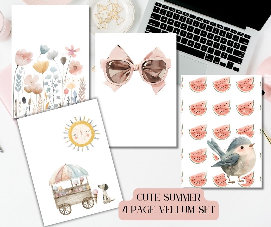 Cute Summer Vellum Dashboards Set of 4