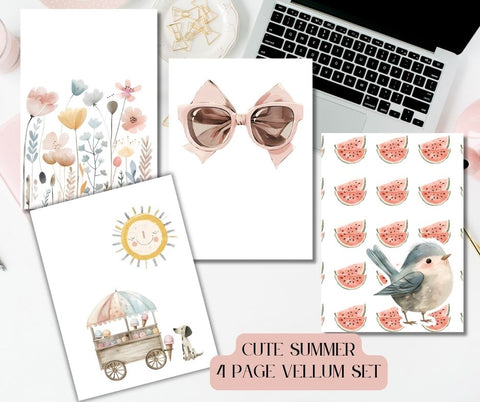 Cute Summer Vellum Dashboards Set of 4