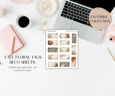 Floral Fall tags deco sticker sheet