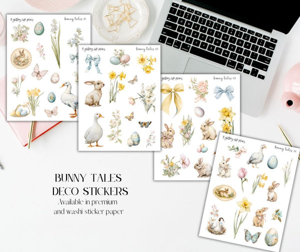 Bunny Tales deco Sticker Sheets for Planners and Journals