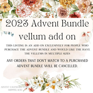 Advent Vellum Dashboards Set of 5 Add on Listing