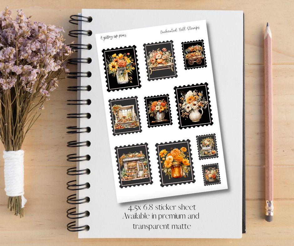 Enchanted Fall Stamps XL Sticker Sheet for Planners and Journals