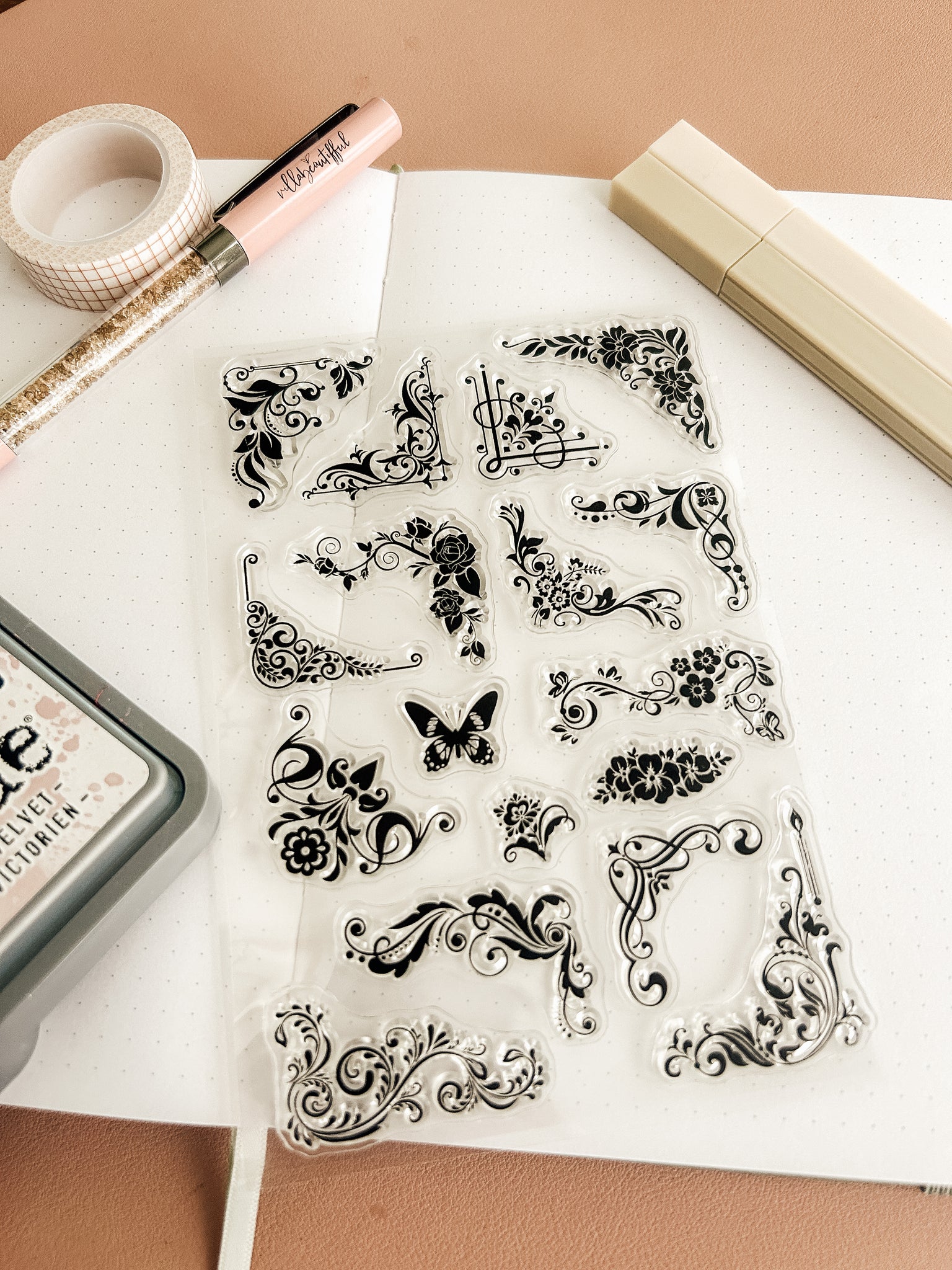 Floral Corners Stamp Set of 17 Clear Stamps