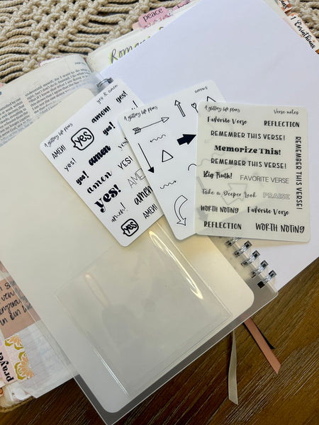 Bible Study Notes Blank Notebook with internal pocket and notes stickers