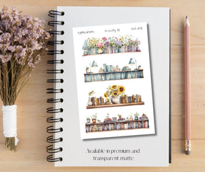 Book Shelf XL deco Sticker Sheet for Planners and Journals