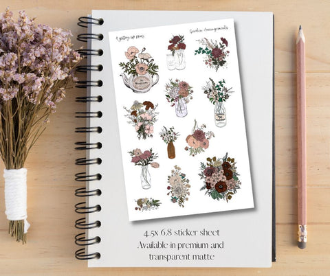 Garden Arrangements XL Sticker Sheet for Planners and Journals