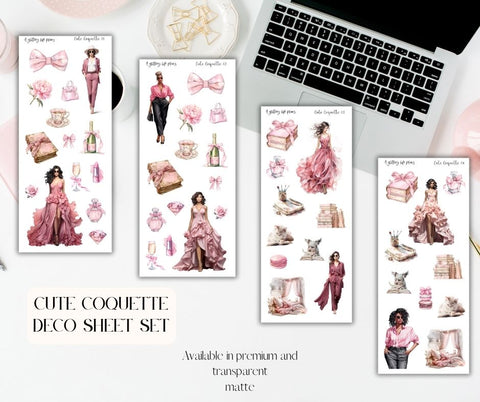 Cute Coquette deco Sticker Sheet for Planners and Journals