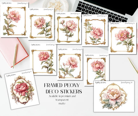 Framed Peony XL Large Deco Stickers for Planners and Journals (Copy)