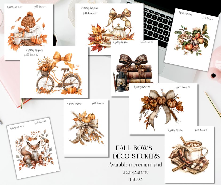 Fall Bows XL Large Deco Stickers for Planners and Journals