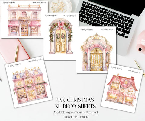 Pink Christmas XL Large Deco Stickers for Planners and Journals