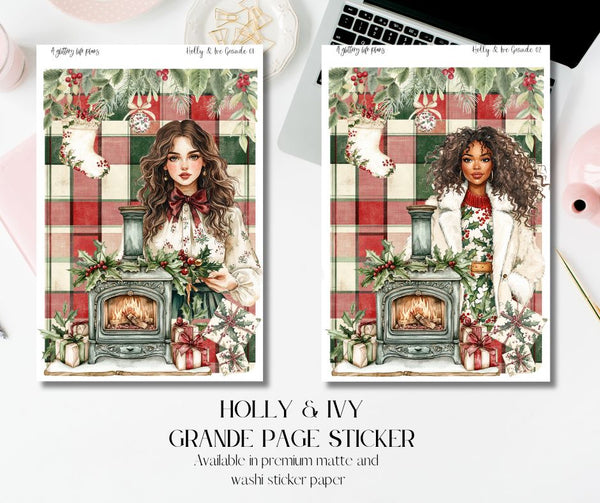 Grande Holly and Ivy deco Sticker Sheet for Planners and Journals