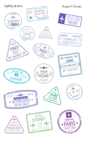 Passport Stamps Deco Stickers for Planners and Journals