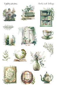 Books and Foliage Deco Stickers for Planners and Journals