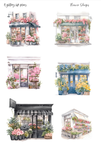 Flower Shops Deco Stickers for Planners and Journals