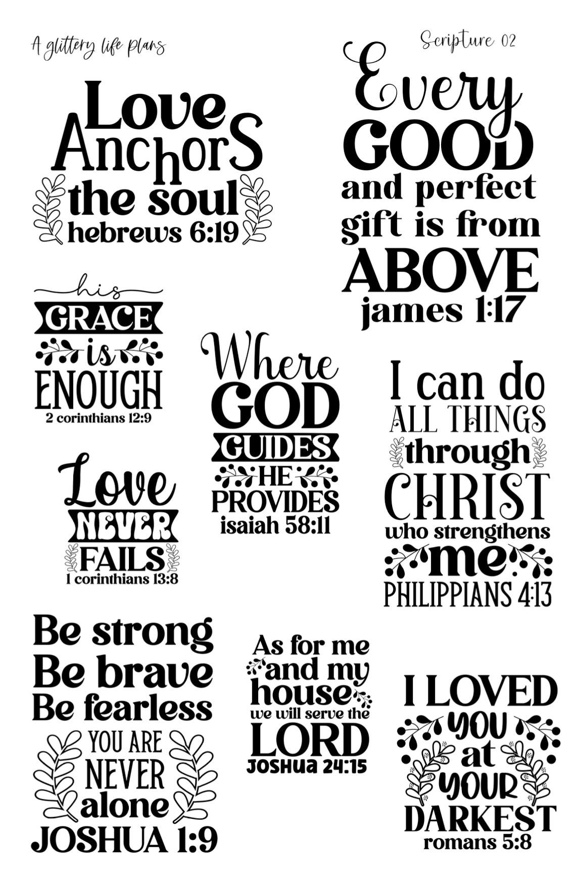 Bible Verse (Scripture 02) Script Stickers for Planners and Journals