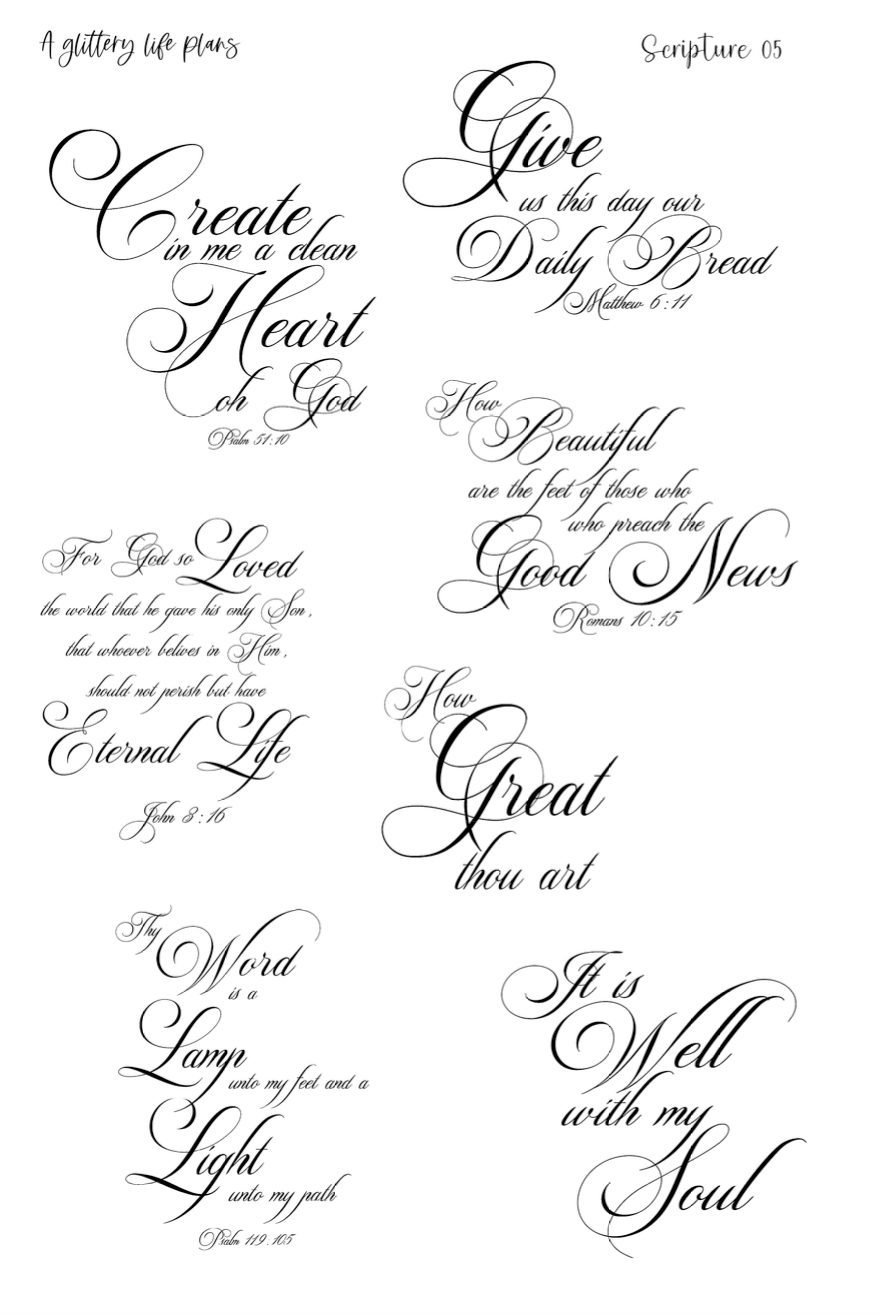 Bible Verse (Scripture 05) Script Stickers for Planners and Journals