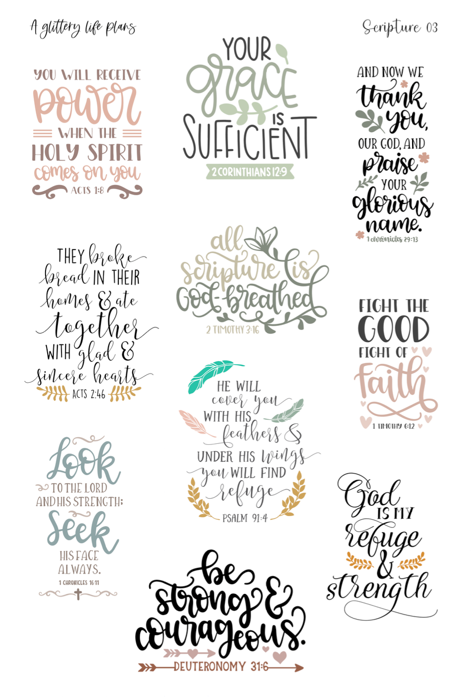 Bible Verse (Scripture 03) Script Stickers for Planners and Journals