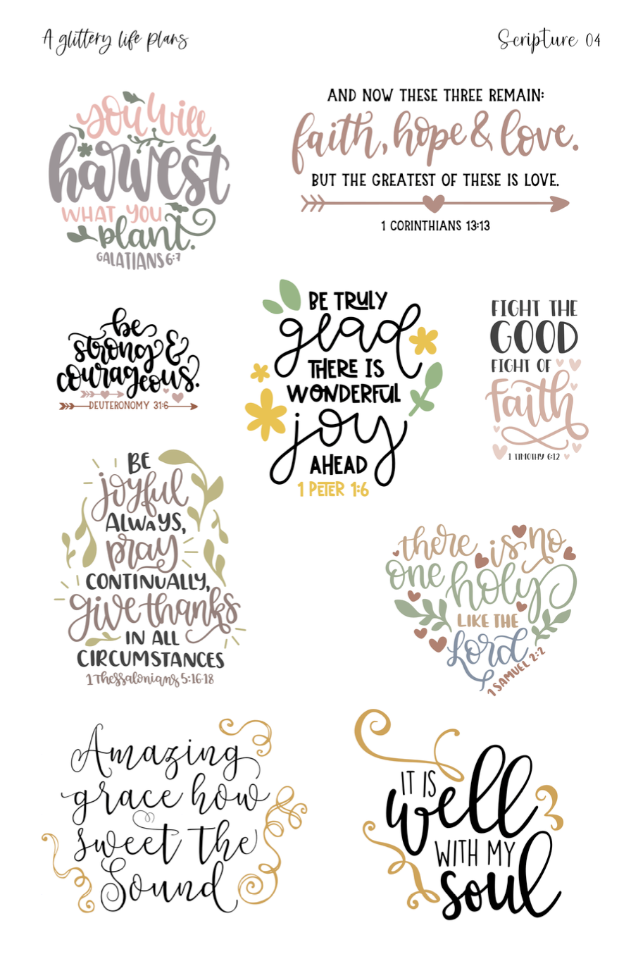 Bible Verse (Scripture 04) Script Stickers for Planners and Journals