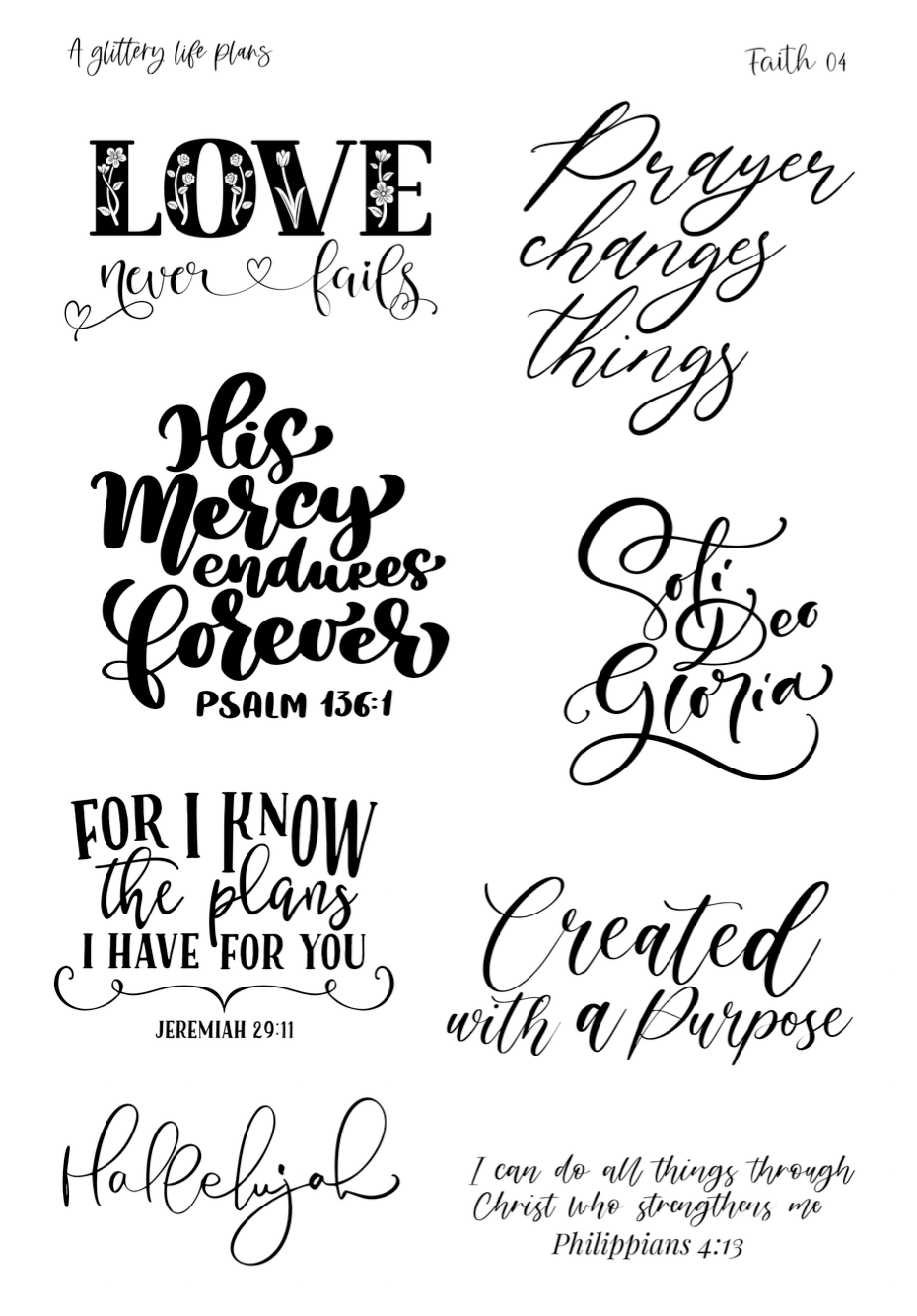 Bible Journaling (Faith 04) Script Stickers for Planners and Journals