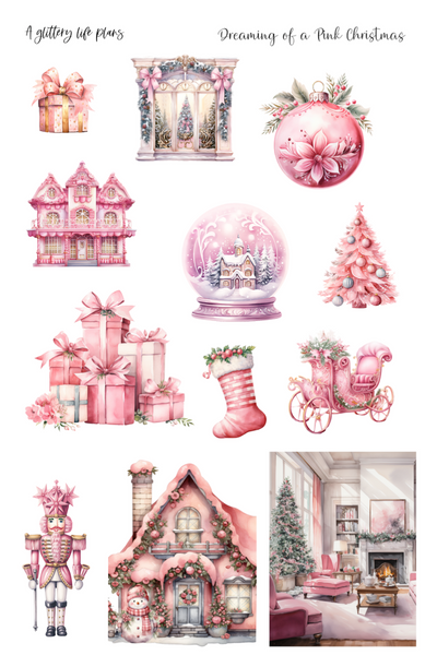 Dreaming of a Pink Christmas Collection - Planner and Journaling Stickers