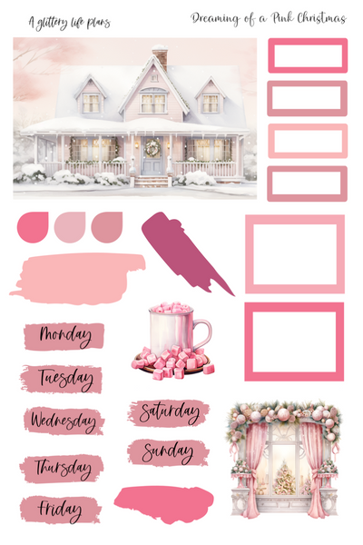 Dreaming of a Pink Christmas Collection - Planner and Journaling Stickers