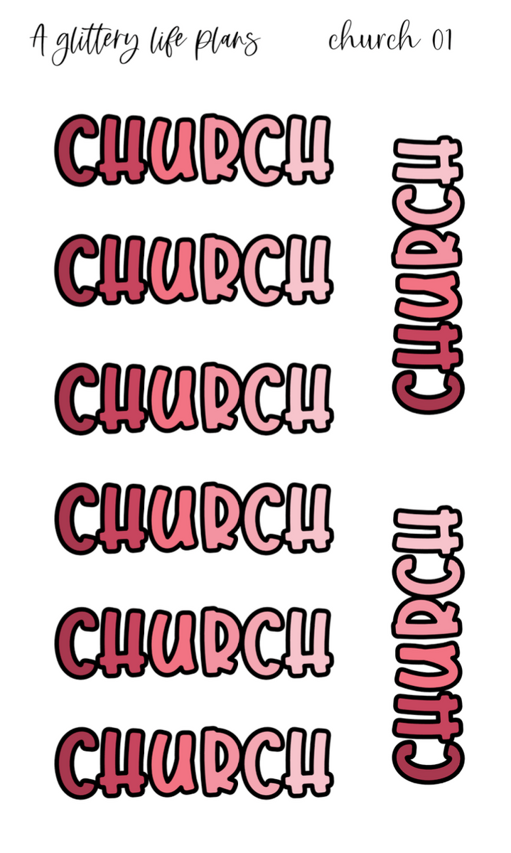 Church Bubble Script Planner and Journal Sticker Sheets – A Glittery ...