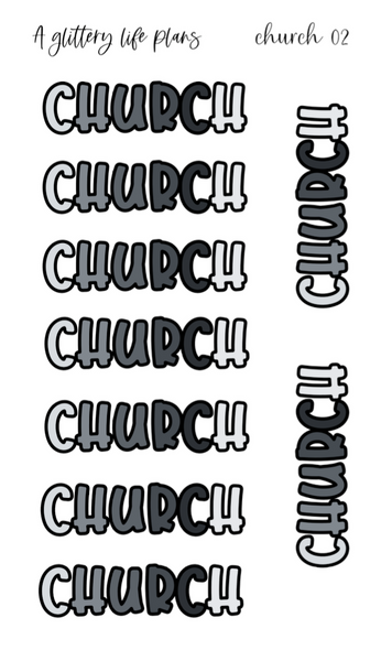 Church Bubble Script  Planner and Journal Sticker Sheets