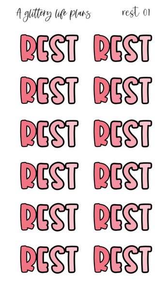 Rest Planner and Journal Sticker Sheets