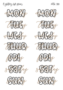 Days of the Week Planner Sticker Sheets