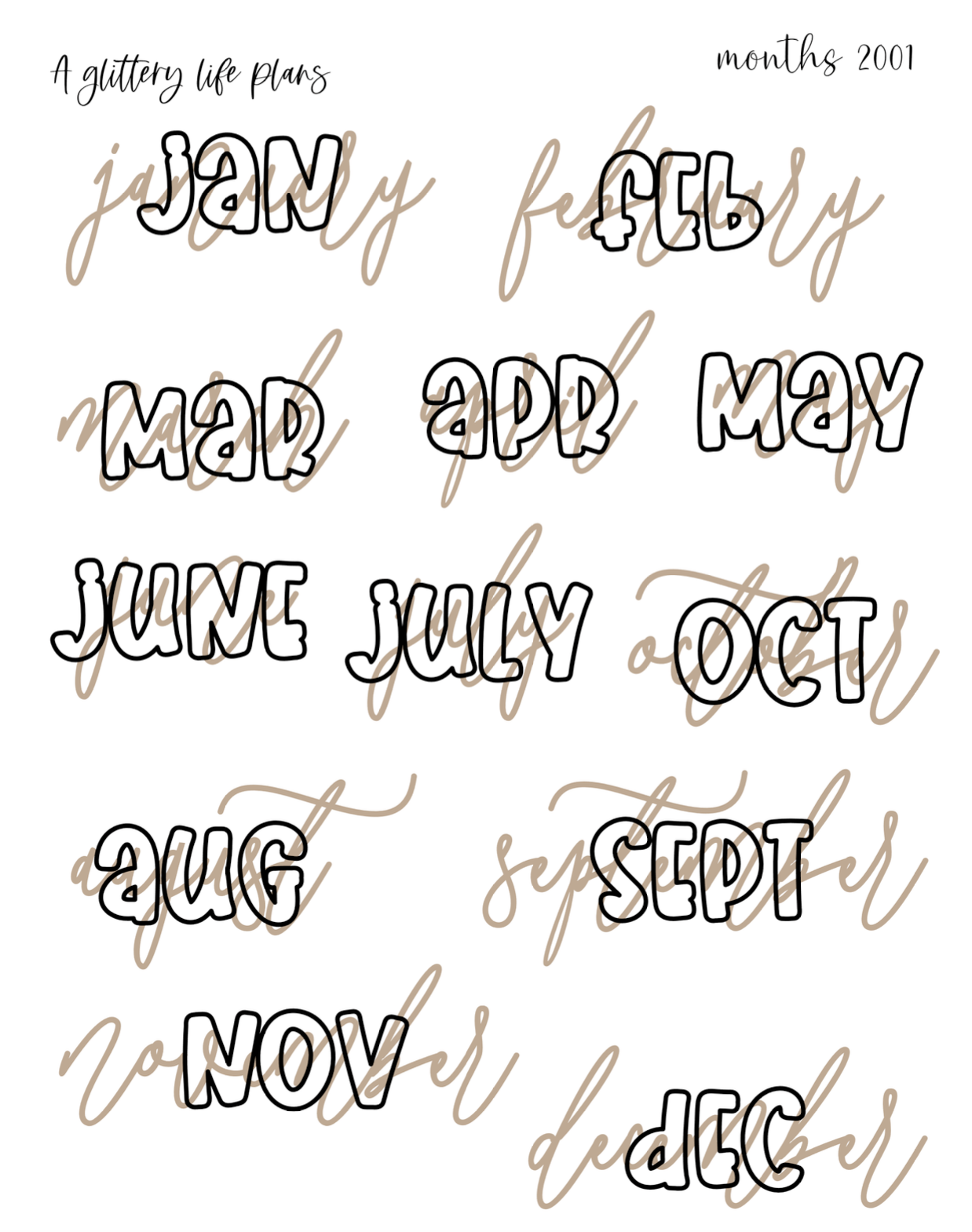 Monthly Planner Sticker Sheets