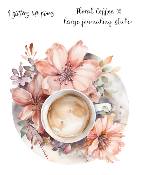Floral Coffee Large Deco Stickers for Planners and Journals