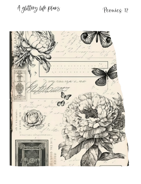 Peonies Layering Large Deco Stickers for Planners and Journals