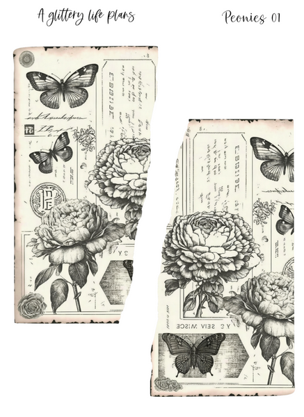 Peonies Layering Large Deco Stickers for Planners and Journals