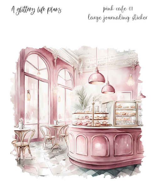 Pink Cafe XL Large Deco Stickers for Planners and Journals