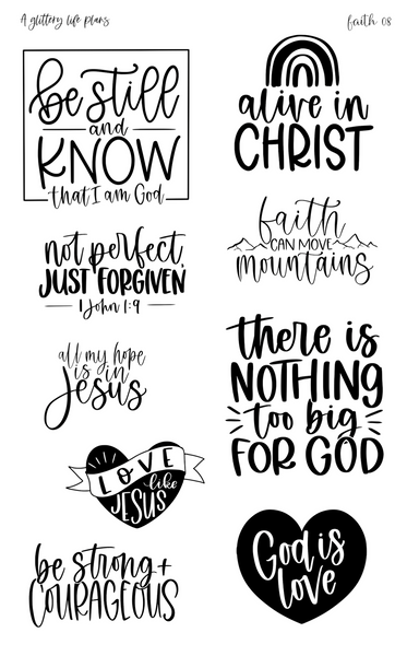 Bible Journaling (Faith 08) Script Stickers for Planners and Journals