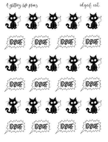 idgaf Cat Planner and Journal Sticker Sheet